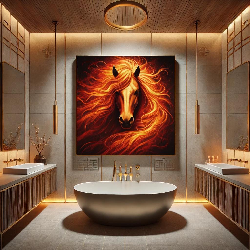 Fiery Horse Portrait Print: Fantasy Fire Mane Art (Digital Download)