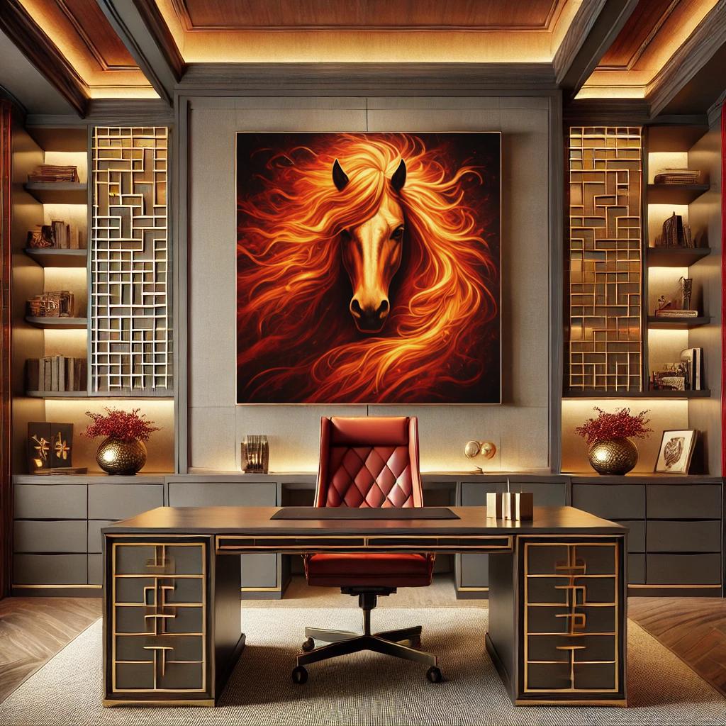 Fiery Horse Portrait Print: Fantasy Fire Mane Art (Digital Download)