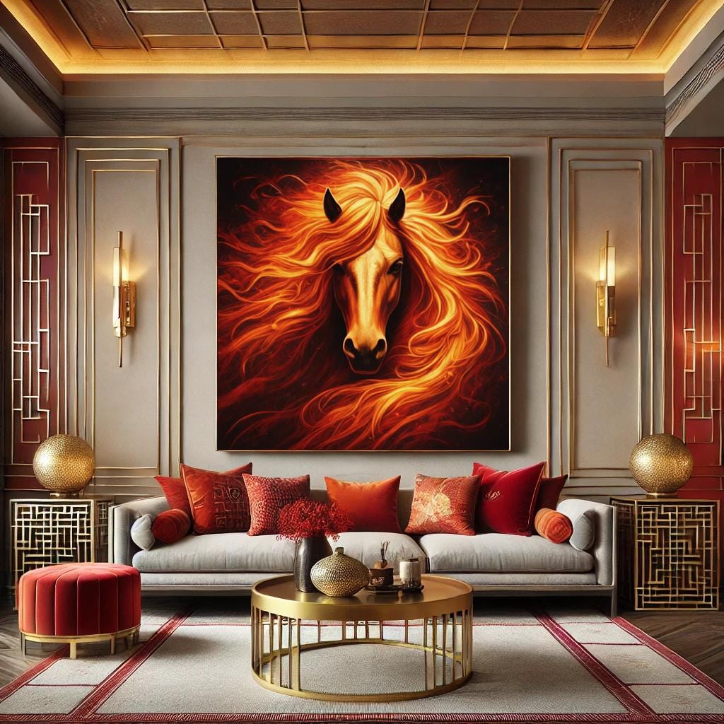 Fiery Horse Portrait Print: Fantasy Fire Mane Art (Digital Download)