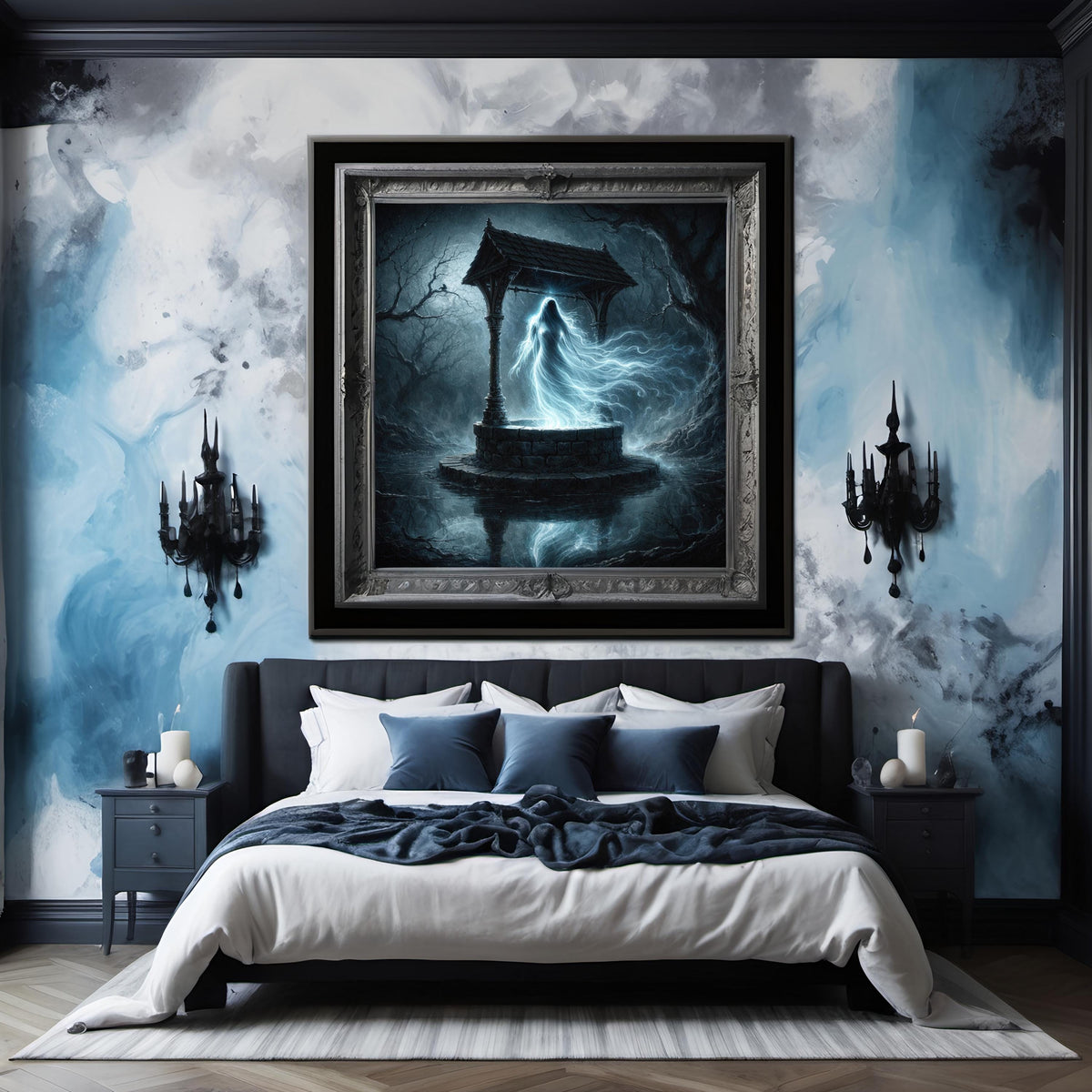 Ghost at Wishing Well Digital Art - Gothic Fantasy Home Decor (Printable PNG Download)