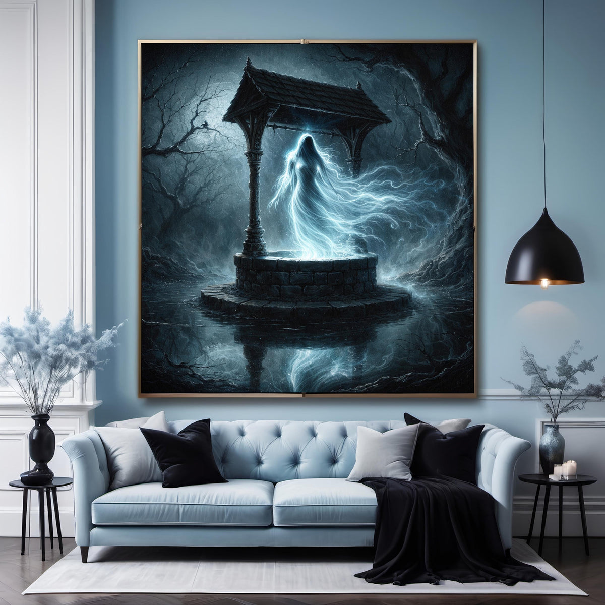 Ghost at Wishing Well Digital Art - Gothic Fantasy Home Decor (Printable PNG Download)