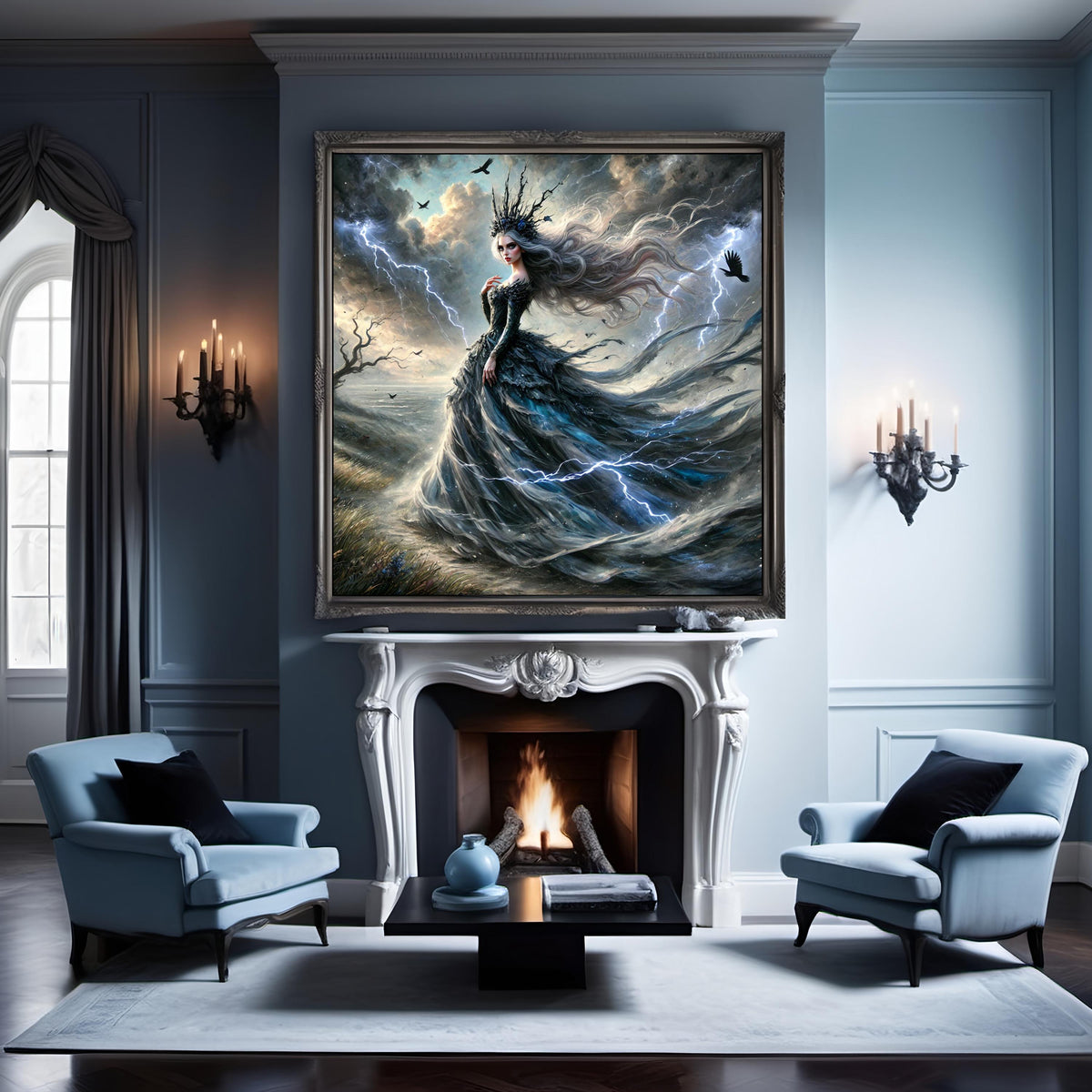Storm Queen Fantasy Art Print - Gothic Goddess Digital Oil Painting (Digital Download)