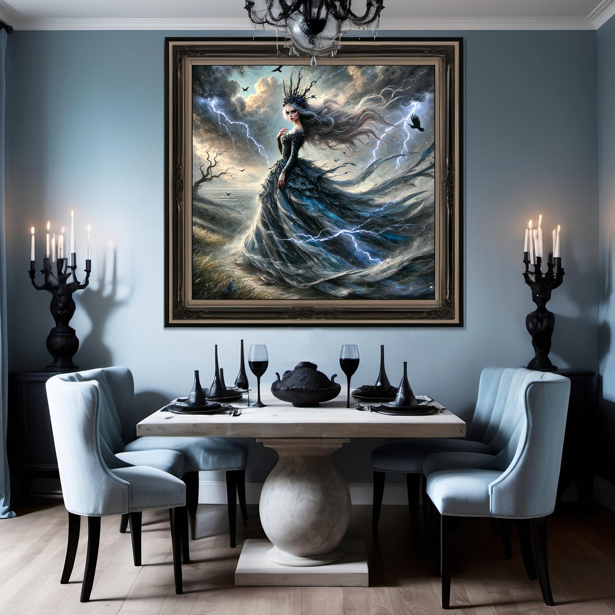 Storm Queen Fantasy Art Print - Gothic Goddess Digital Oil Painting (Digital Download)