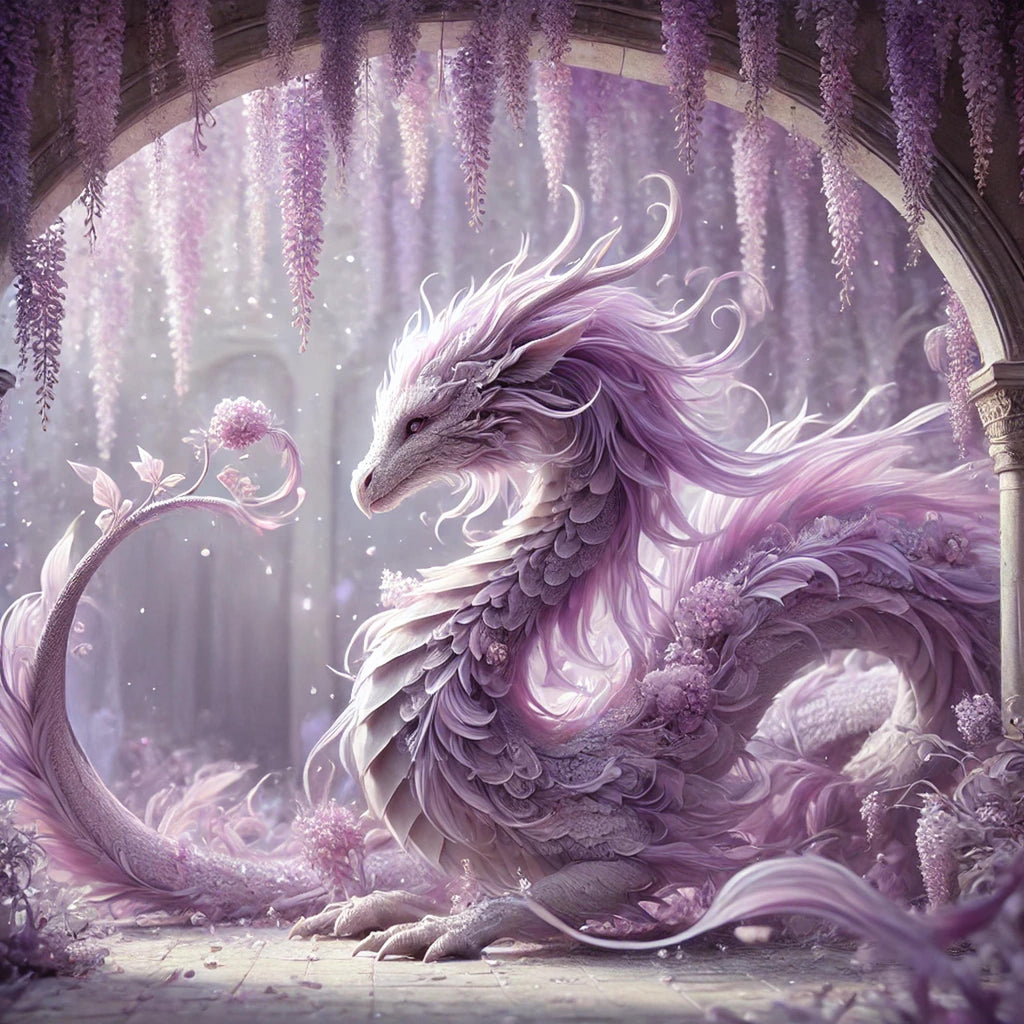 Amethyst Dragon Wisteria Floral Fantasy Art (Digital Download)