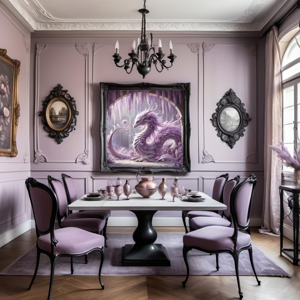 Amethyst Dragon Wisteria Floral Fantasy Art (Digital Download)