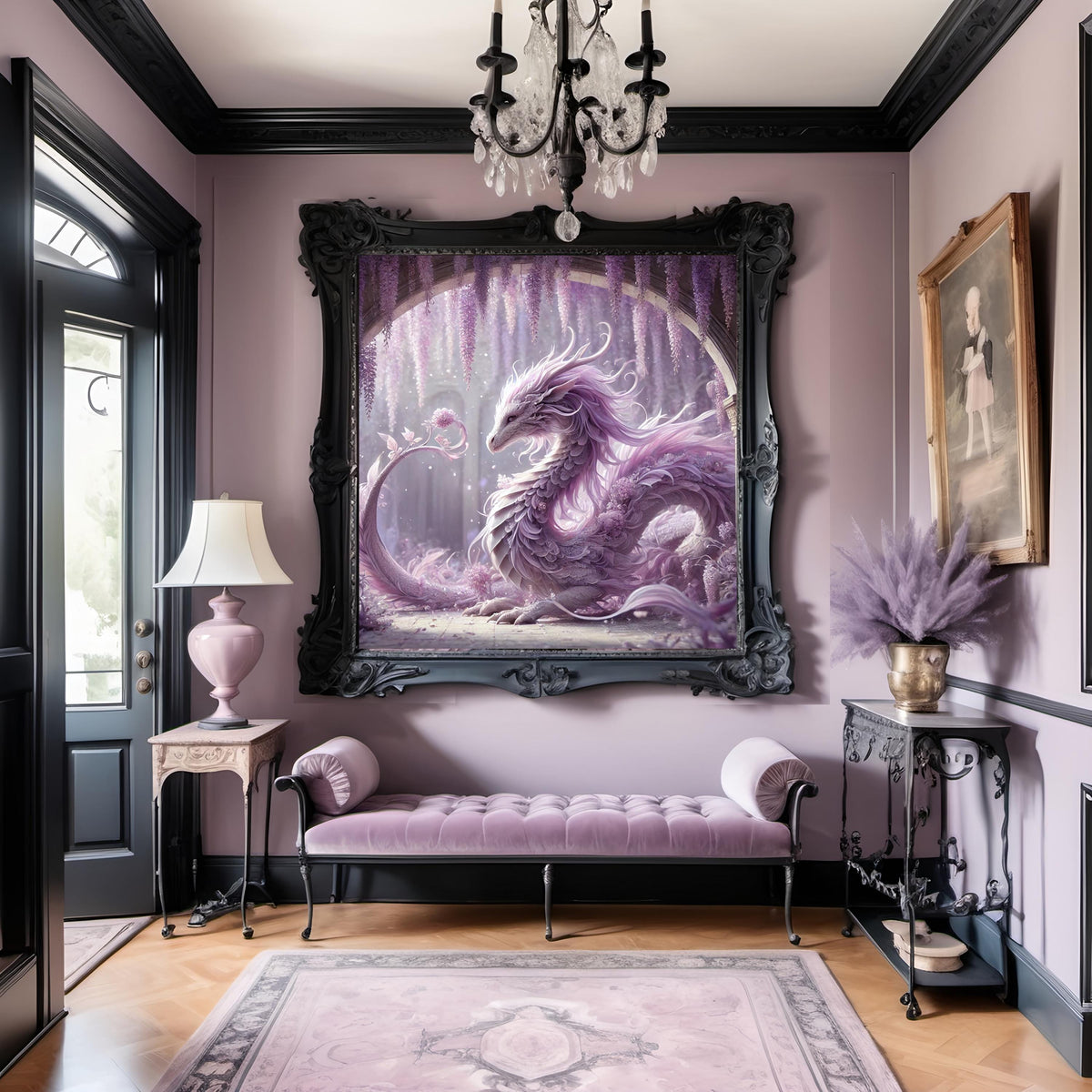 Amethyst Dragon Wisteria Floral Fantasy Art (Digital Download)