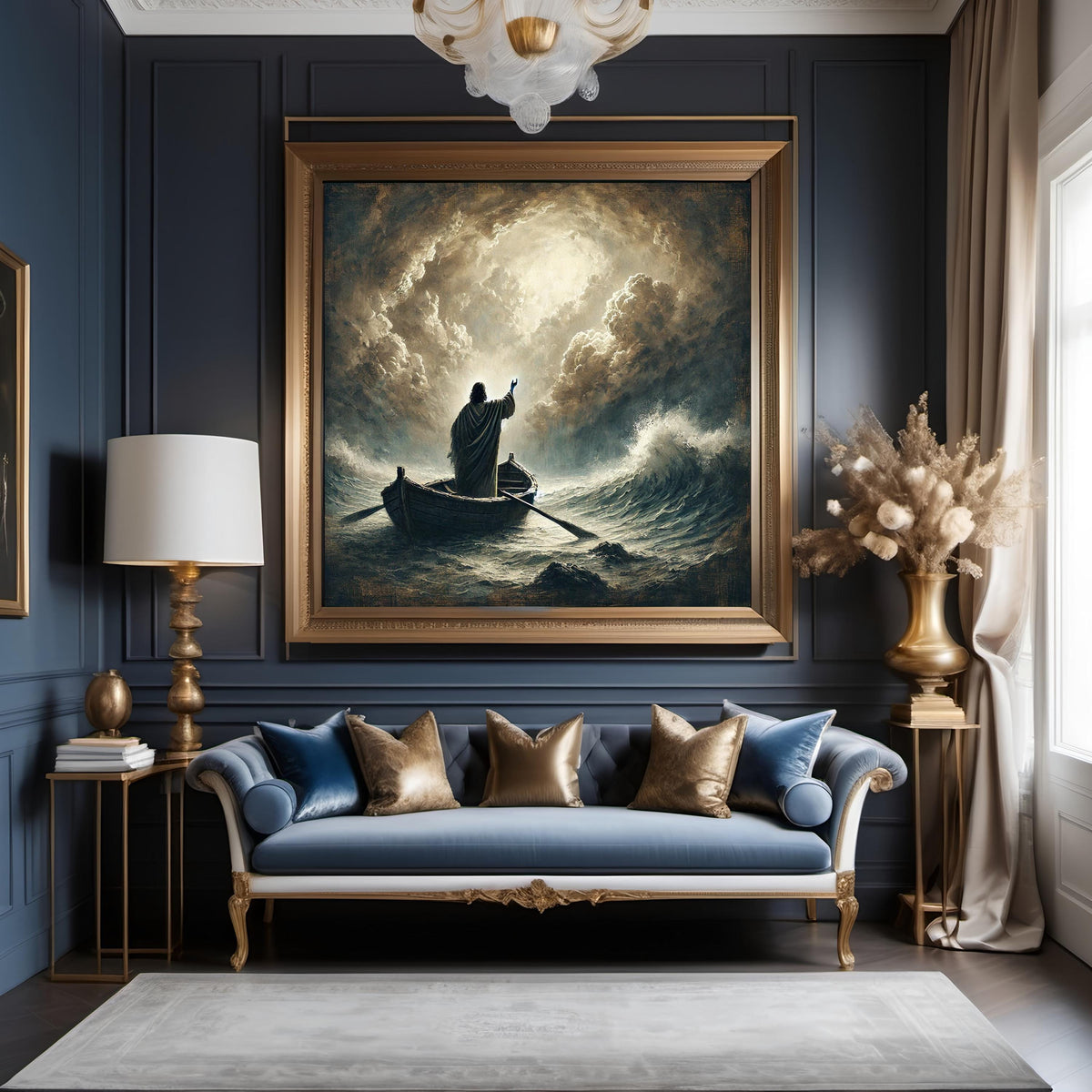 Jesus Calming Storm Art | Vintage Oil Painting Print (Digital Download)