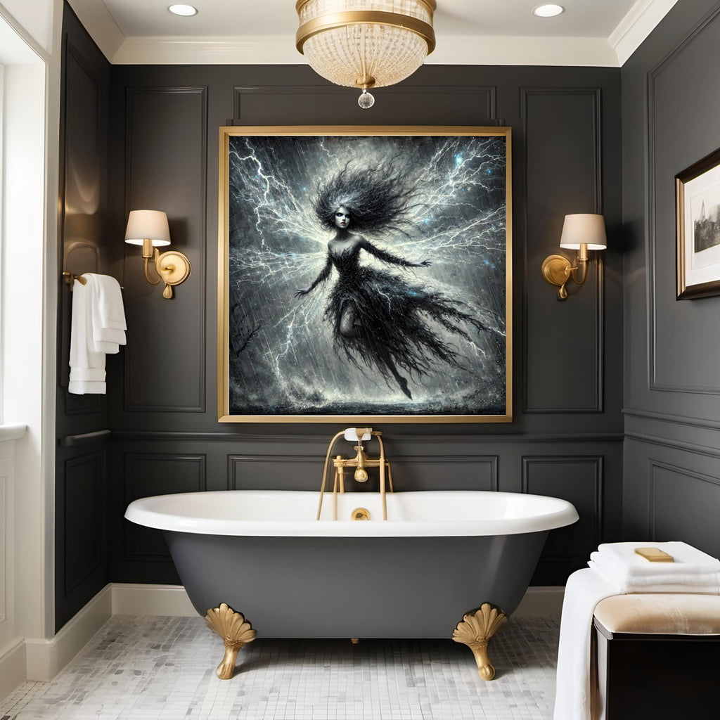 Lightning Spirit Maiden Art Print - Dark Fantasy Gothic Decor (Digital Download)
