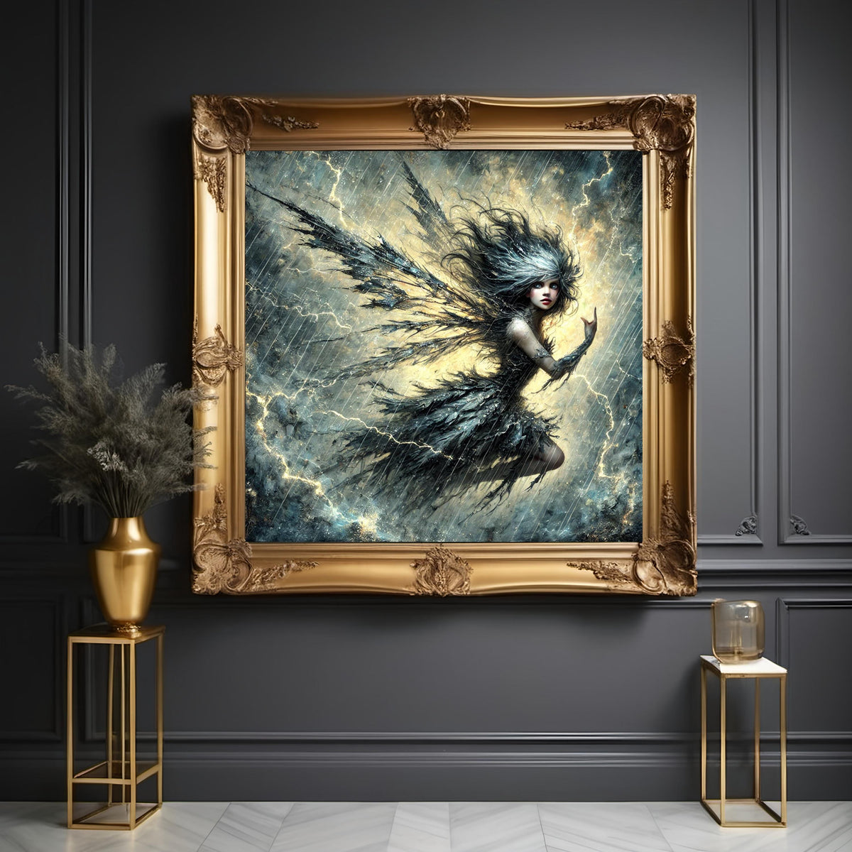 Storm Fairy Art Print: Gothic Fantasy Oil Painting (Digital Download