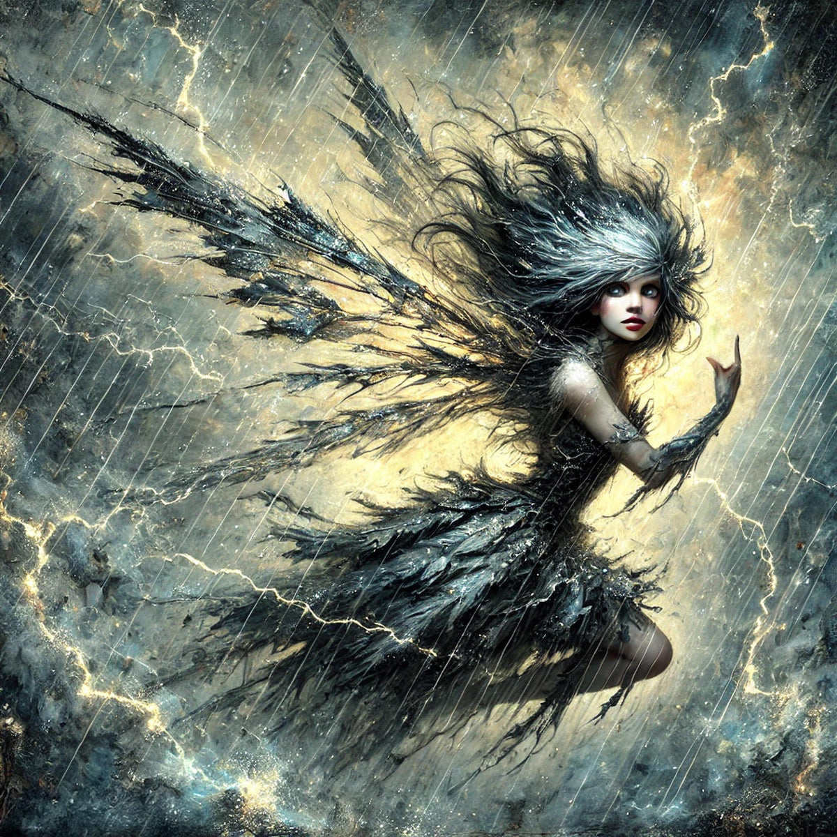Storm Fairy Art Print: Gothic Fantasy Oil Painting (Digital Download