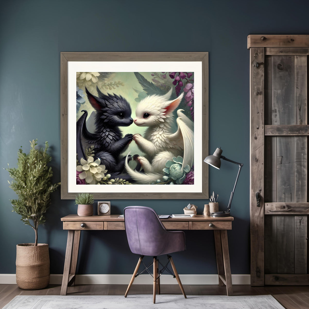 Baby Dragons Nose Boop Art Print, Vintage Nursery Decor (Digital Download)