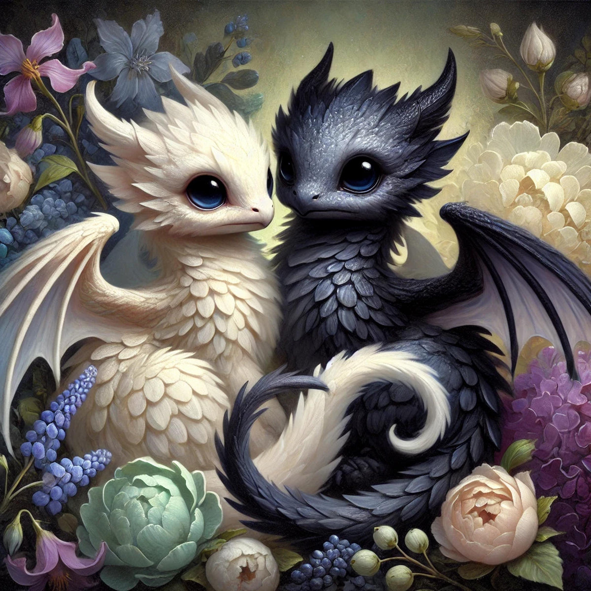 Baby Dragons Art Print | Vintage Oil Painting Style (Digital Download)