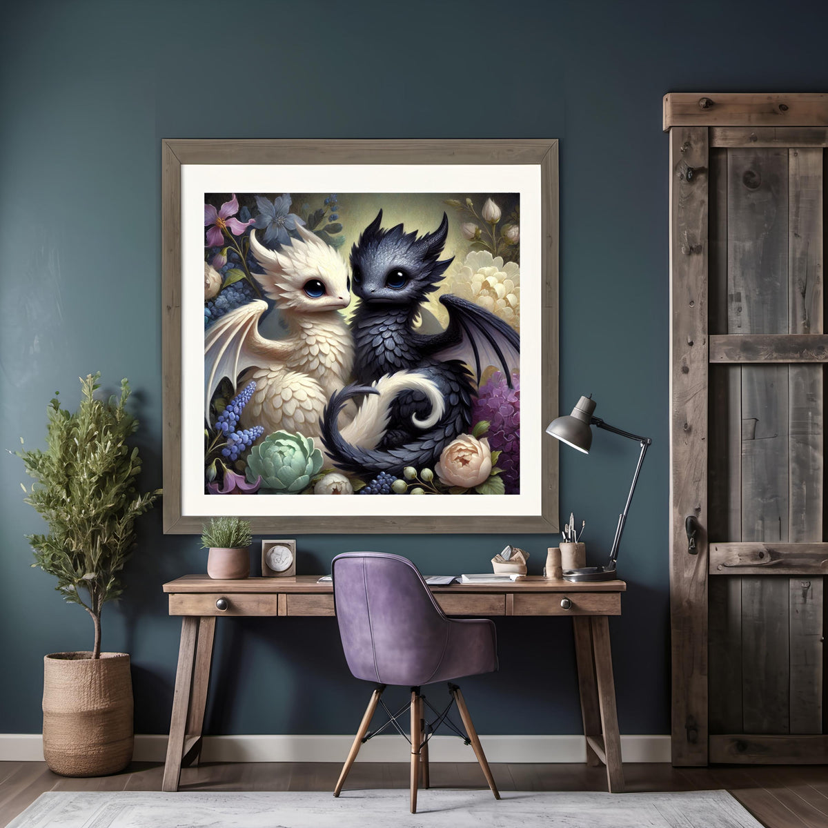 Baby Dragons Art Print | Vintage Oil Painting Style (Digital Download)
