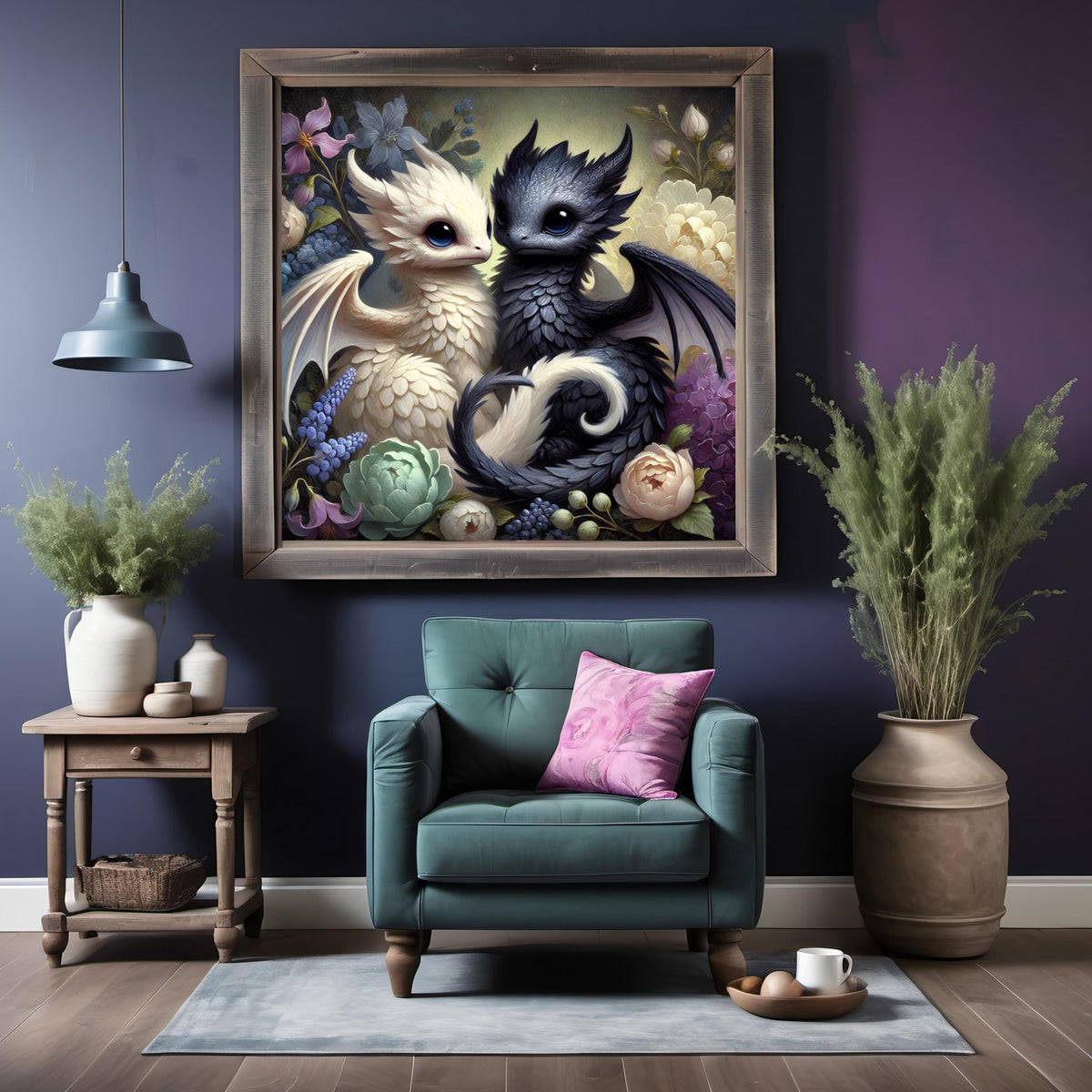 Baby Dragons Art Print | Vintage Oil Painting Style (Digital Download)
