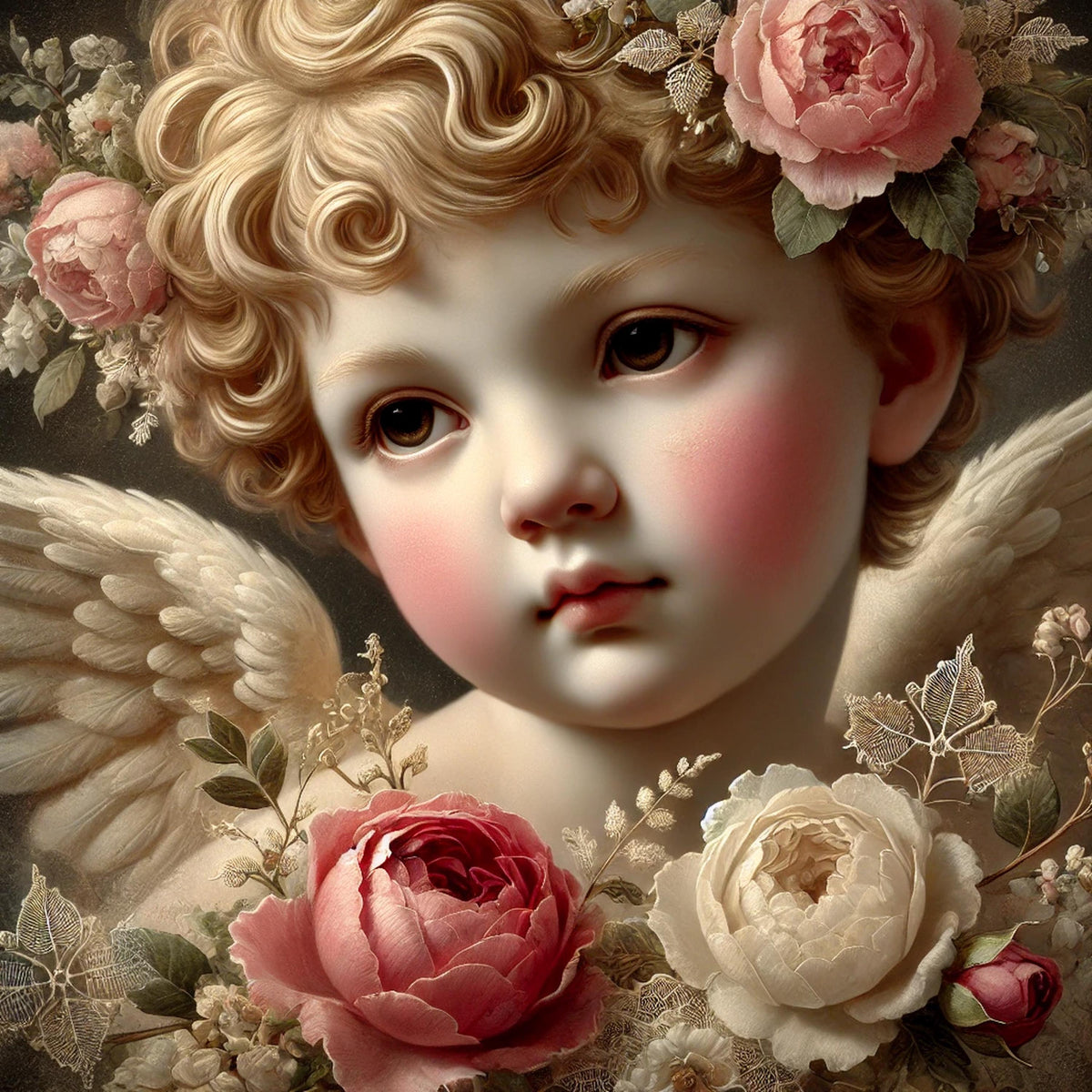 Vintage Cherub Art Print | Floral Angel, Nursery Decor (Digital Download)