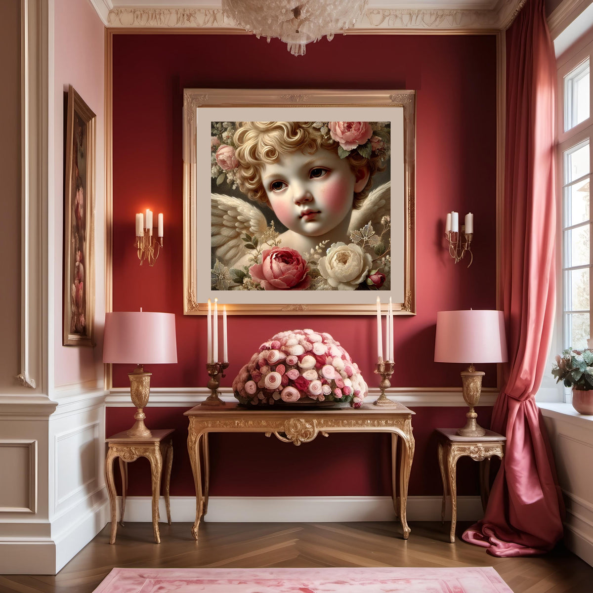 Vintage Cherub Art Print | Floral Angel, Nursery Decor (Digital Download)