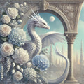 Moonlit Dragon Hydrangea Art Print, Fantasy Home Decor (Digital Download)