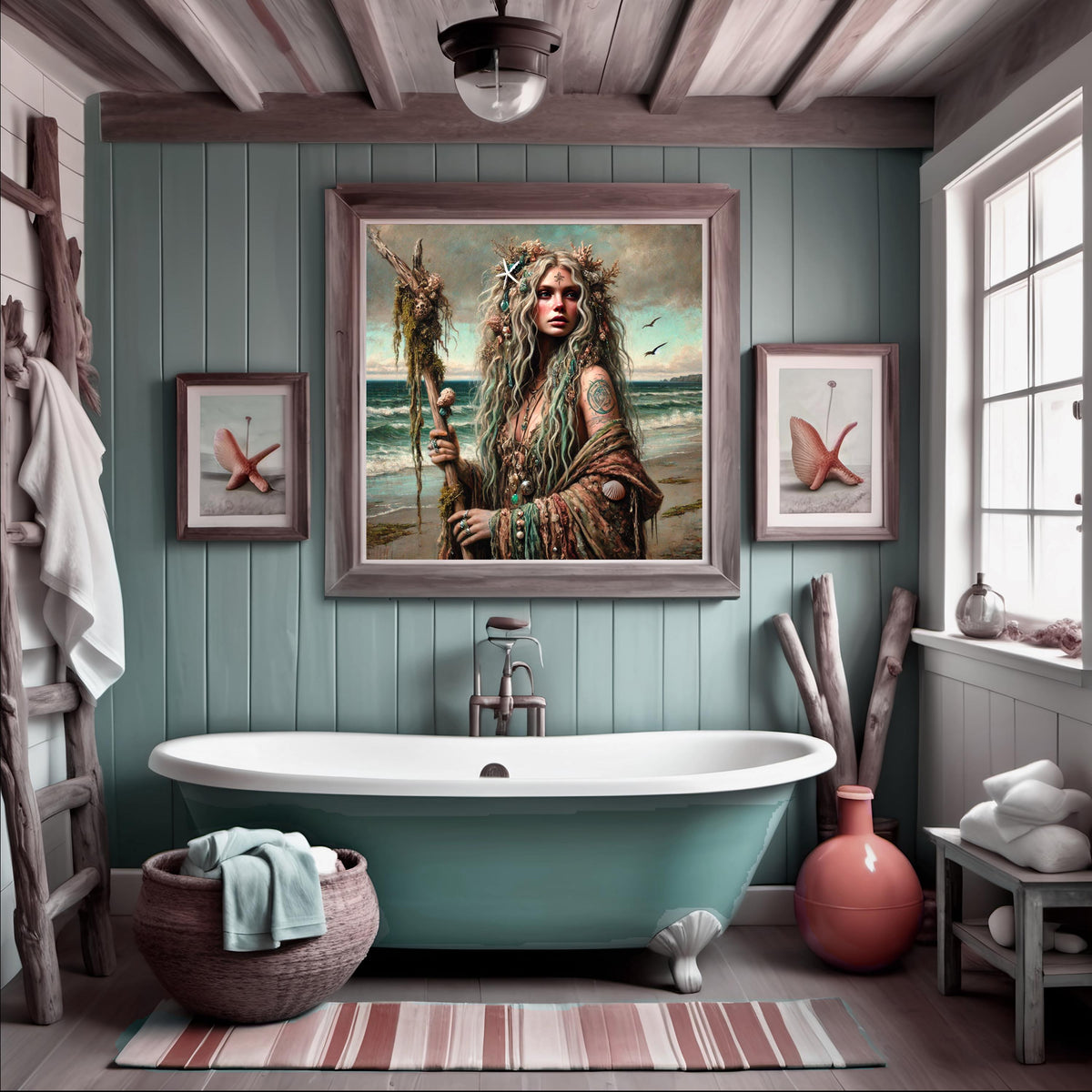 Ocean Sorceress Art Print: Fantasy Sea Witch Coastal Decor (Digital Download)