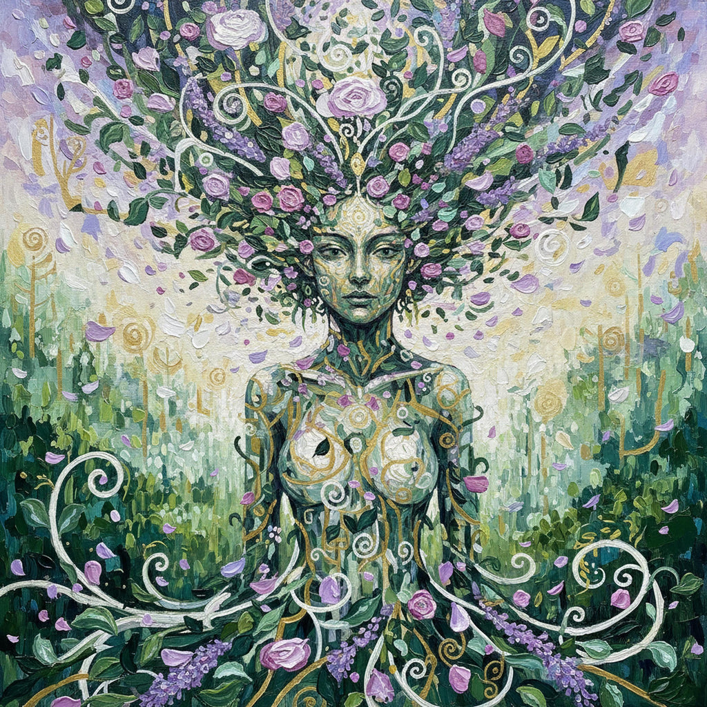Forest Goddess Art Nouveau Print: Botanical Fantasy Woman Wall Decor (Digital Download)