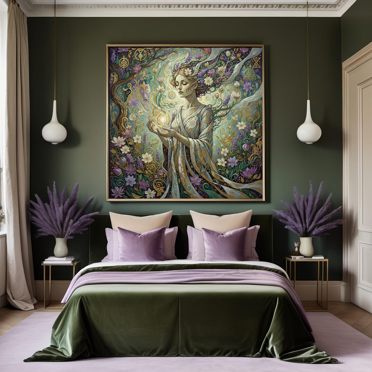 Forest Spirit Art Nouveau Print: Botanical Fantasy Woman Wall Decor (Digital Download)