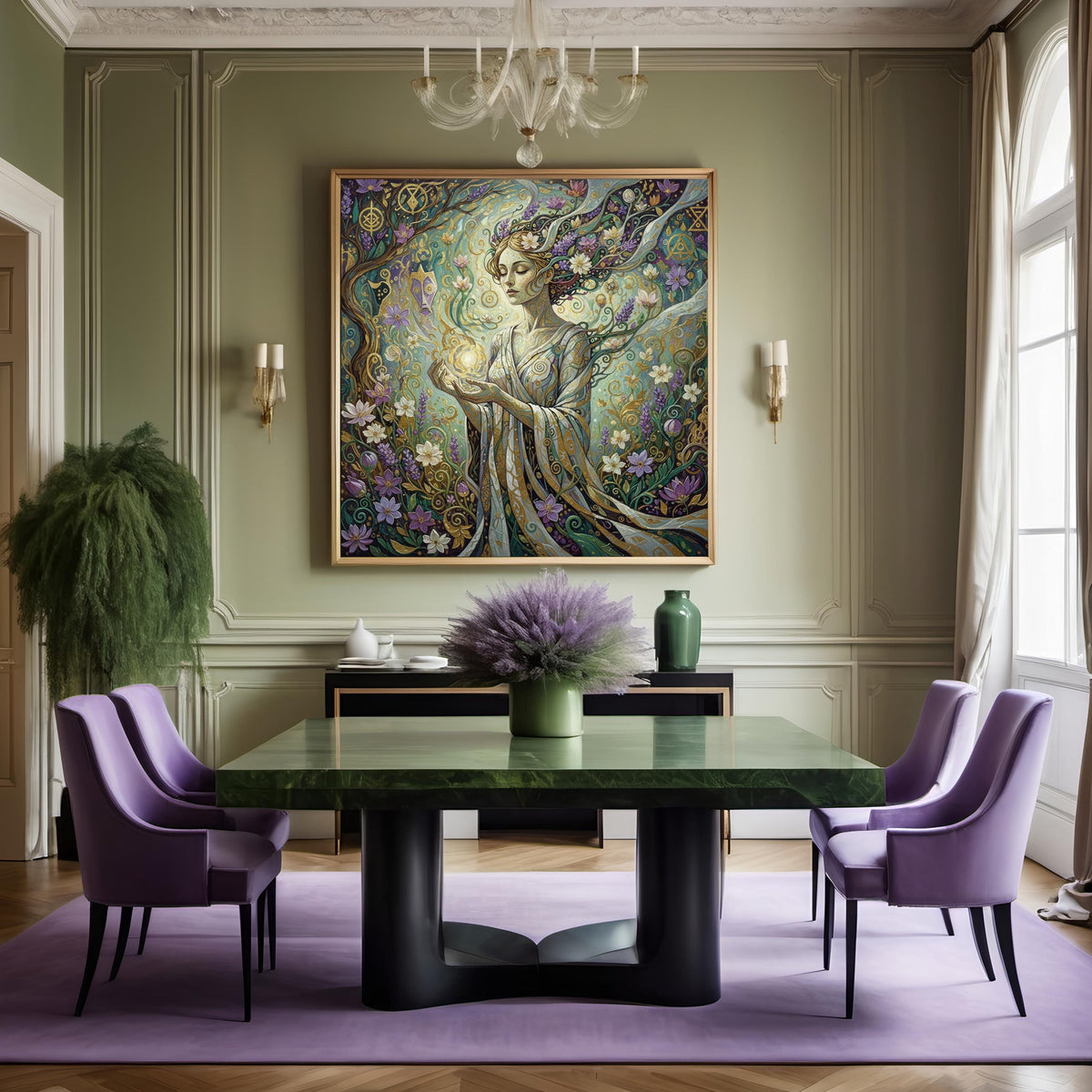 Forest Spirit Art Nouveau Print: Botanical Fantasy Woman Wall Decor (Digital Download)