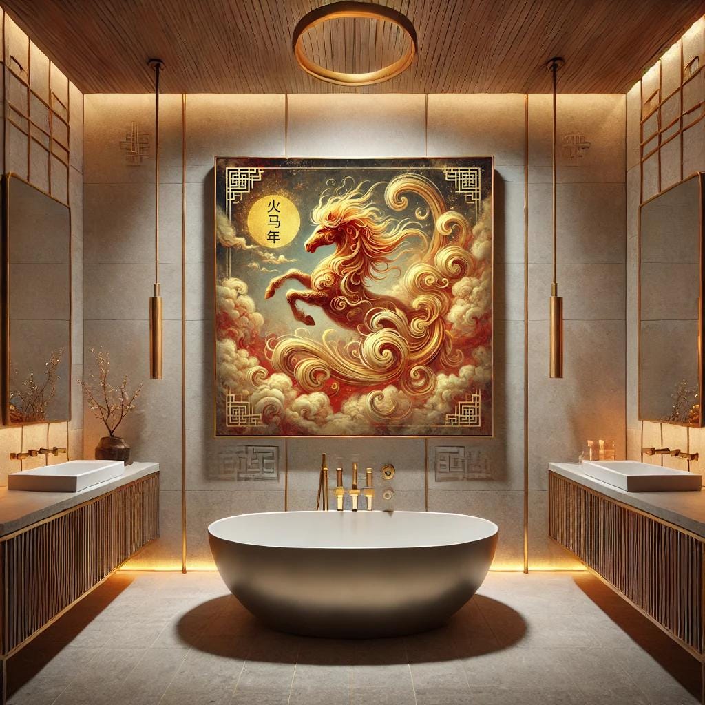 Fire Horse Chinese Zodiac Art Print, Asian-Inspired Home Decor (Digital Download)