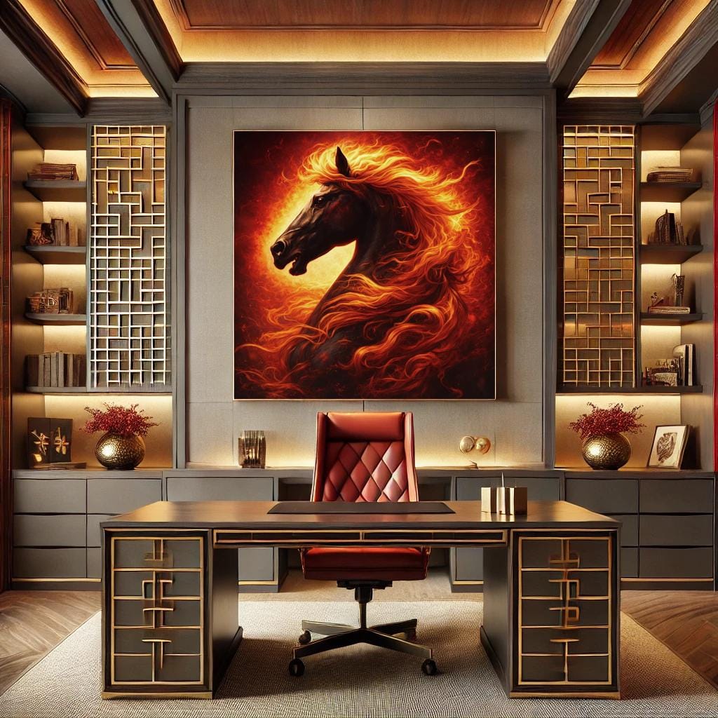 Fire Horse Profile Art Print: Fantasy Oil Painting (Digital Download)