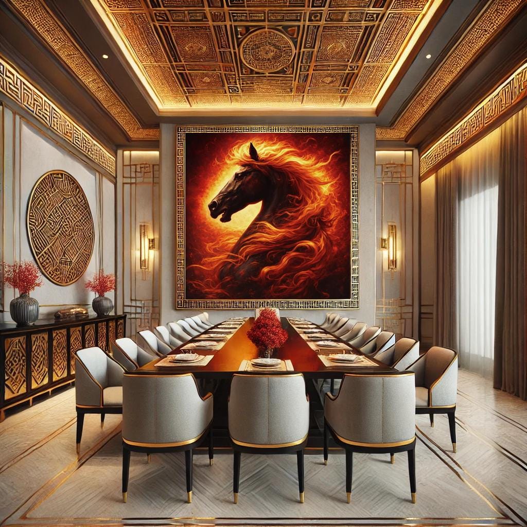 Fire Horse Profile Art Print: Fantasy Oil Painting (Digital Download)