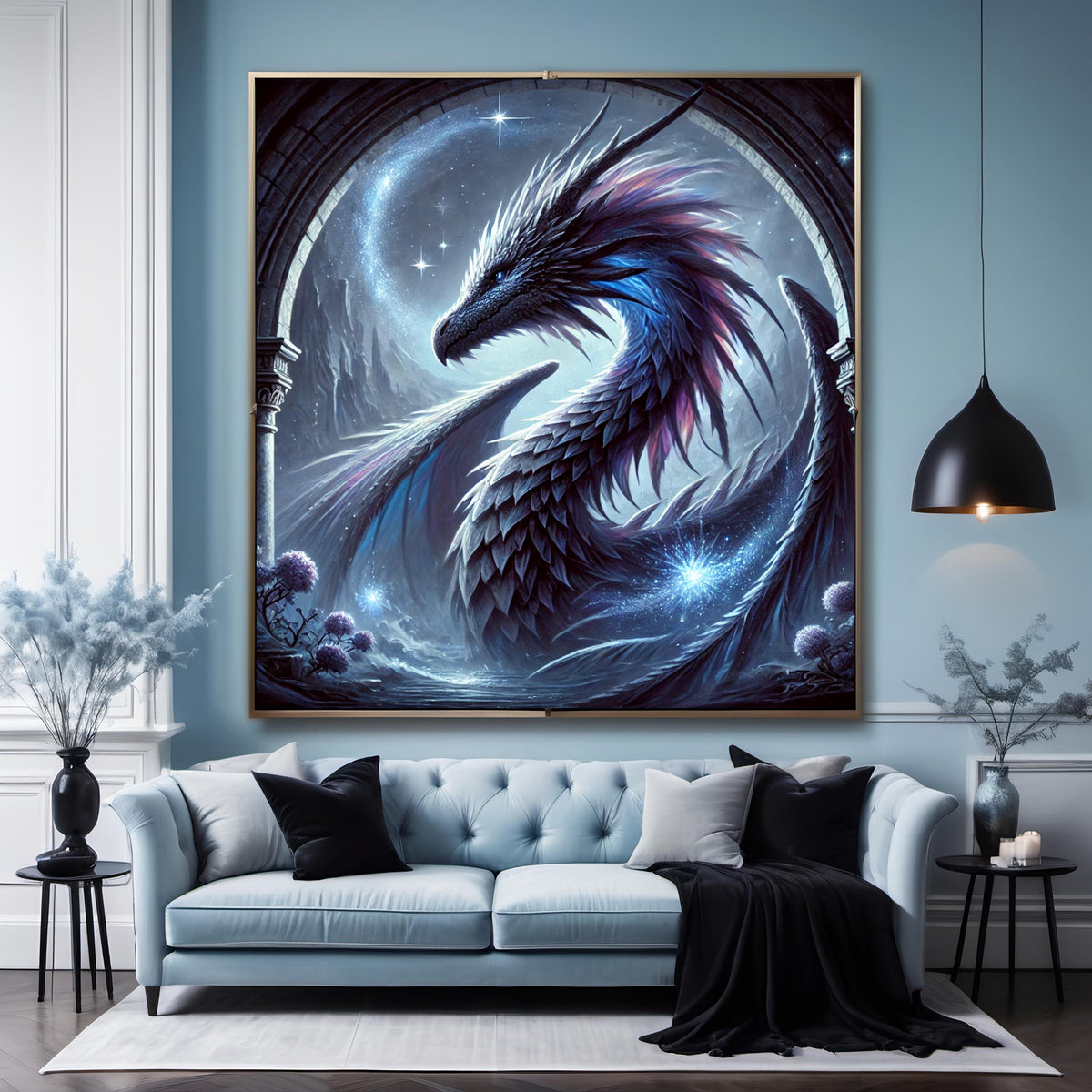 Celestial Dragon Art Print, Gothic Fantasy Decor (Digital Download)