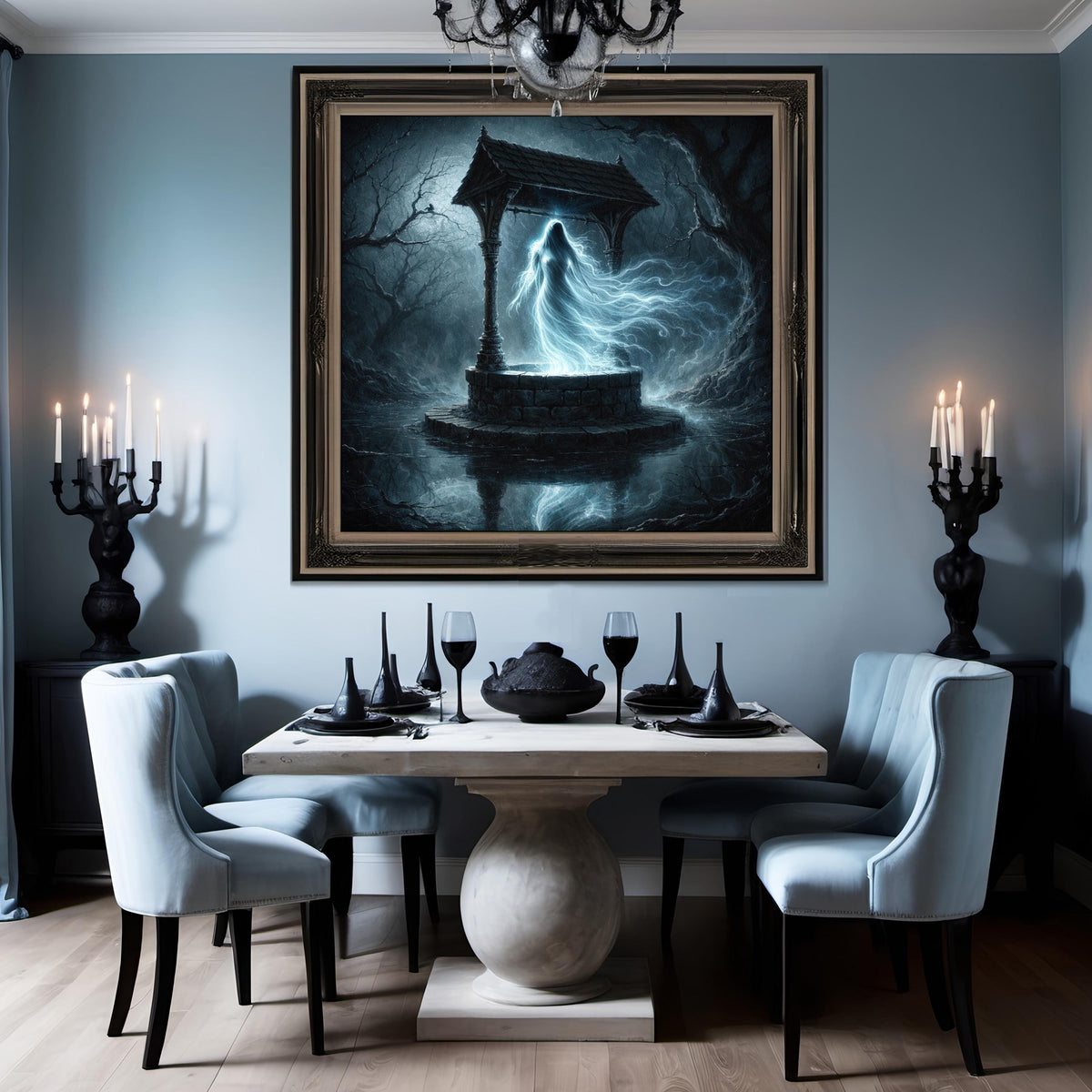 Ghost at Wishing Well Digital Art - Gothic Fantasy Home Decor (Printable PNG Download)