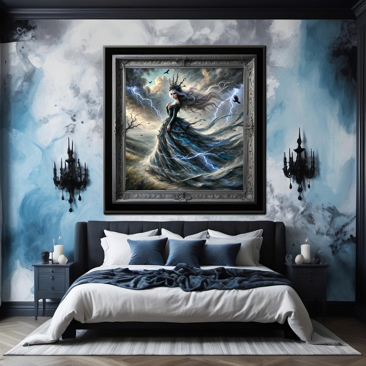 Storm Queen Fantasy Art Print - Gothic Goddess Digital Oil Painting (Digital Download)