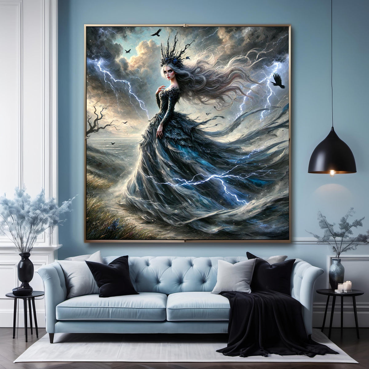 Storm Queen Fantasy Art Print - Gothic Goddess Digital Oil Painting (Digital Download)