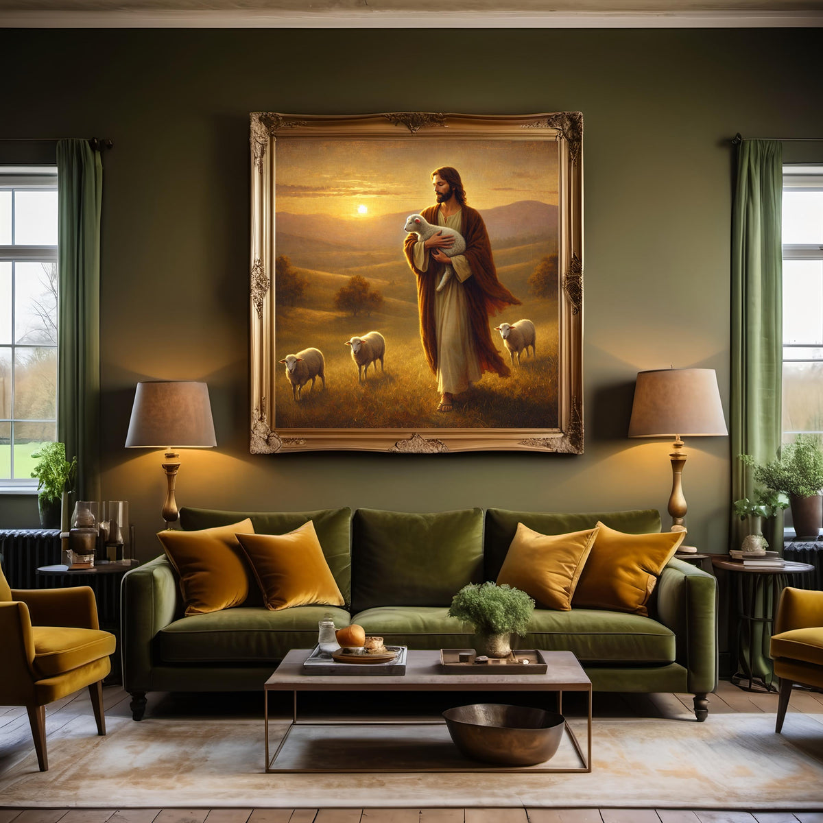 Jesus Holding Lamb Art Print, Vintage Christian Home Decor (Digital Download)