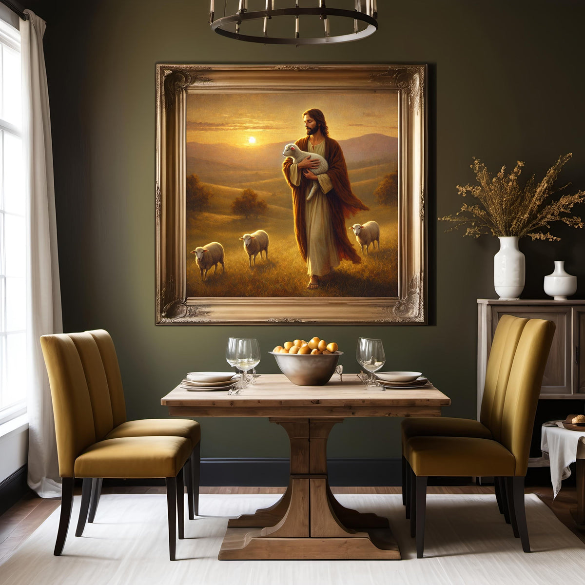 Jesus Holding Lamb Art Print, Vintage Christian Home Decor (Digital Download)