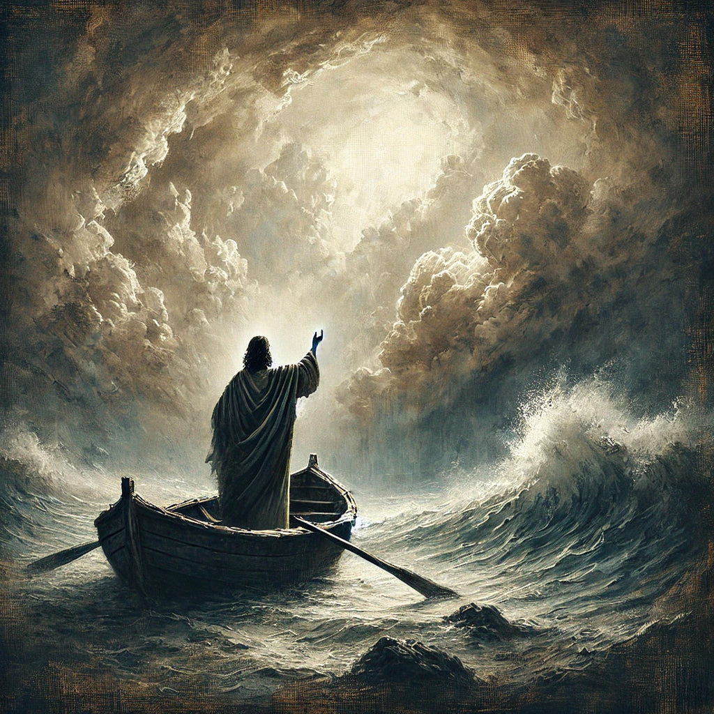 Jesus Calming Storm Art | Vintage Oil Painting Print (Digital Download)