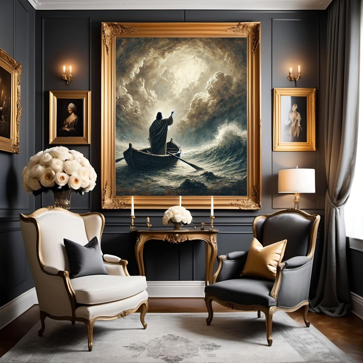 Jesus Calming Storm Art | Vintage Oil Painting Print (Digital Download)