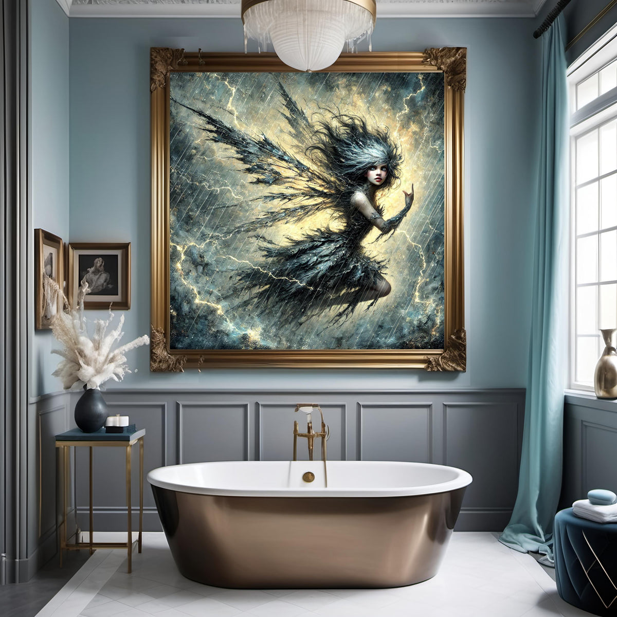 Storm Fairy Art Print: Gothic Fantasy Oil Painting (Digital Download