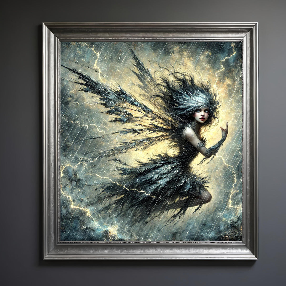 Storm Fairy Art Print: Gothic Fantasy Oil Painting (Digital Download