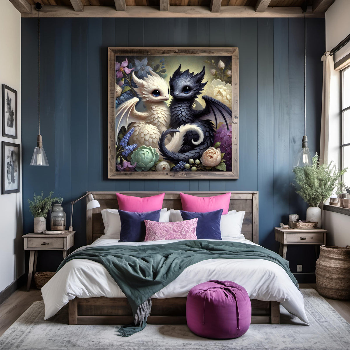 Baby Dragons Art Print | Vintage Oil Painting Style (Digital Download)