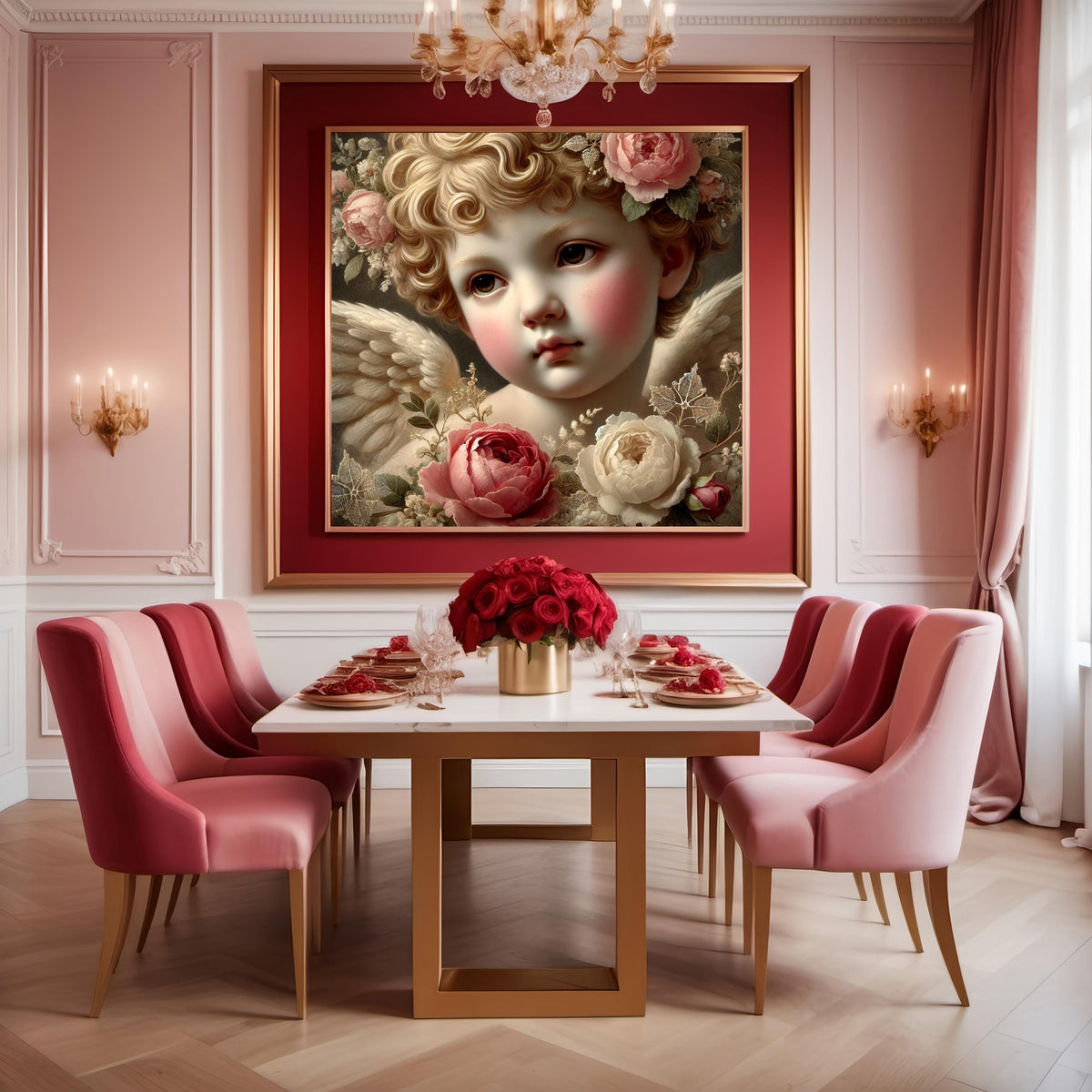 Vintage Cherub Art Print | Floral Angel, Nursery Decor (Digital Download)