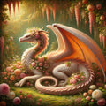 Rose Gold Dragon Art Print, Floral Fantasy Home Decor (Digital Download)