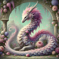 Wisteria Dragon Art Print | Lavender Floral Fantasy (Digital Download)