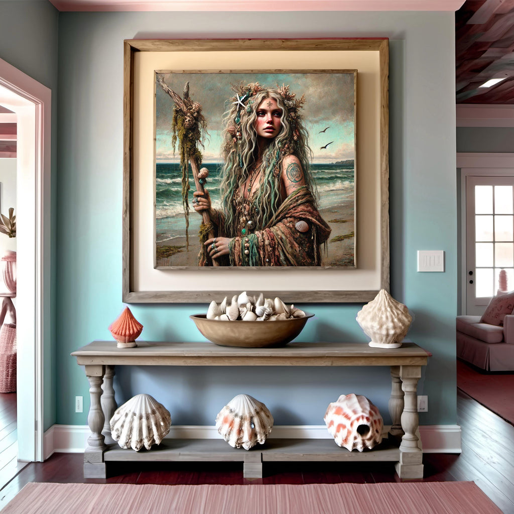 Ocean Sorceress Art Print: Fantasy Sea Witch Coastal Decor (Digital Download)