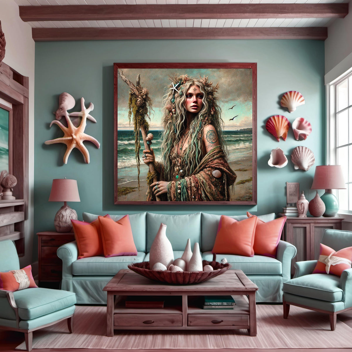 Ocean Sorceress Art Print: Fantasy Sea Witch Coastal Decor (Digital Download)