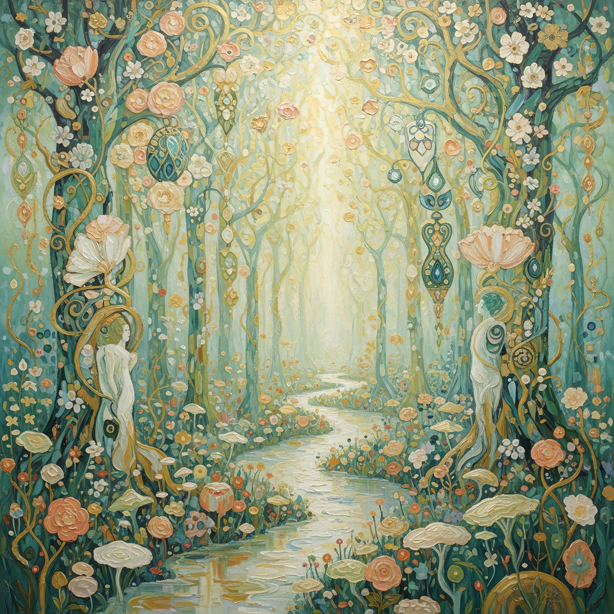 Enchanted Forest Oil Painting Print: Vintage Nature Wall Decor (Digital Download)