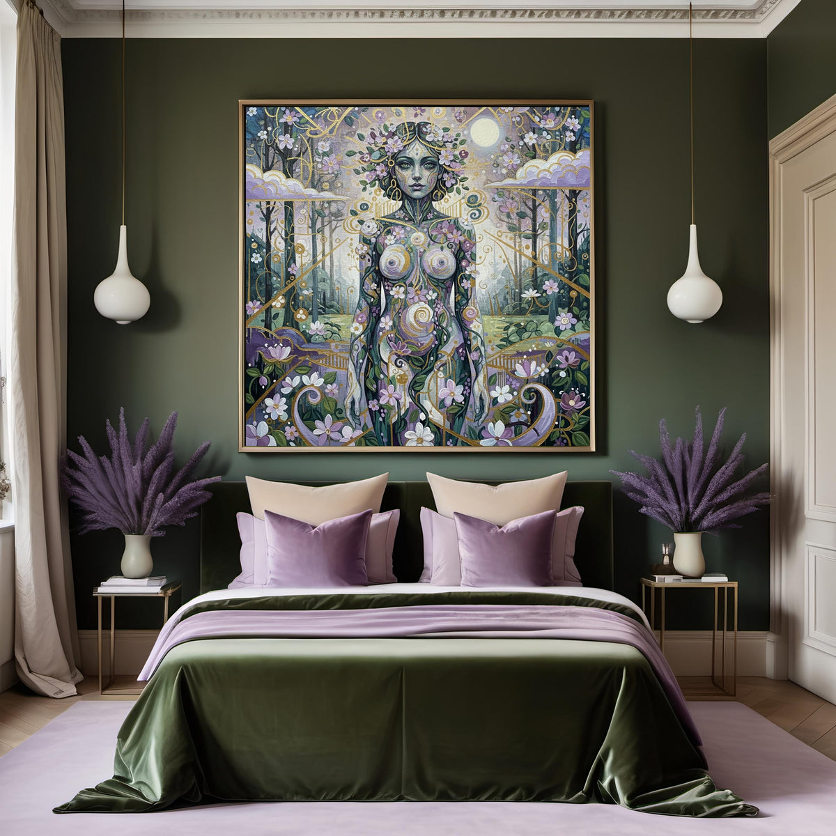 Forest Goddess Art Nouveau Print: Vintage Nature Spirit Wall Art (Digital Download)