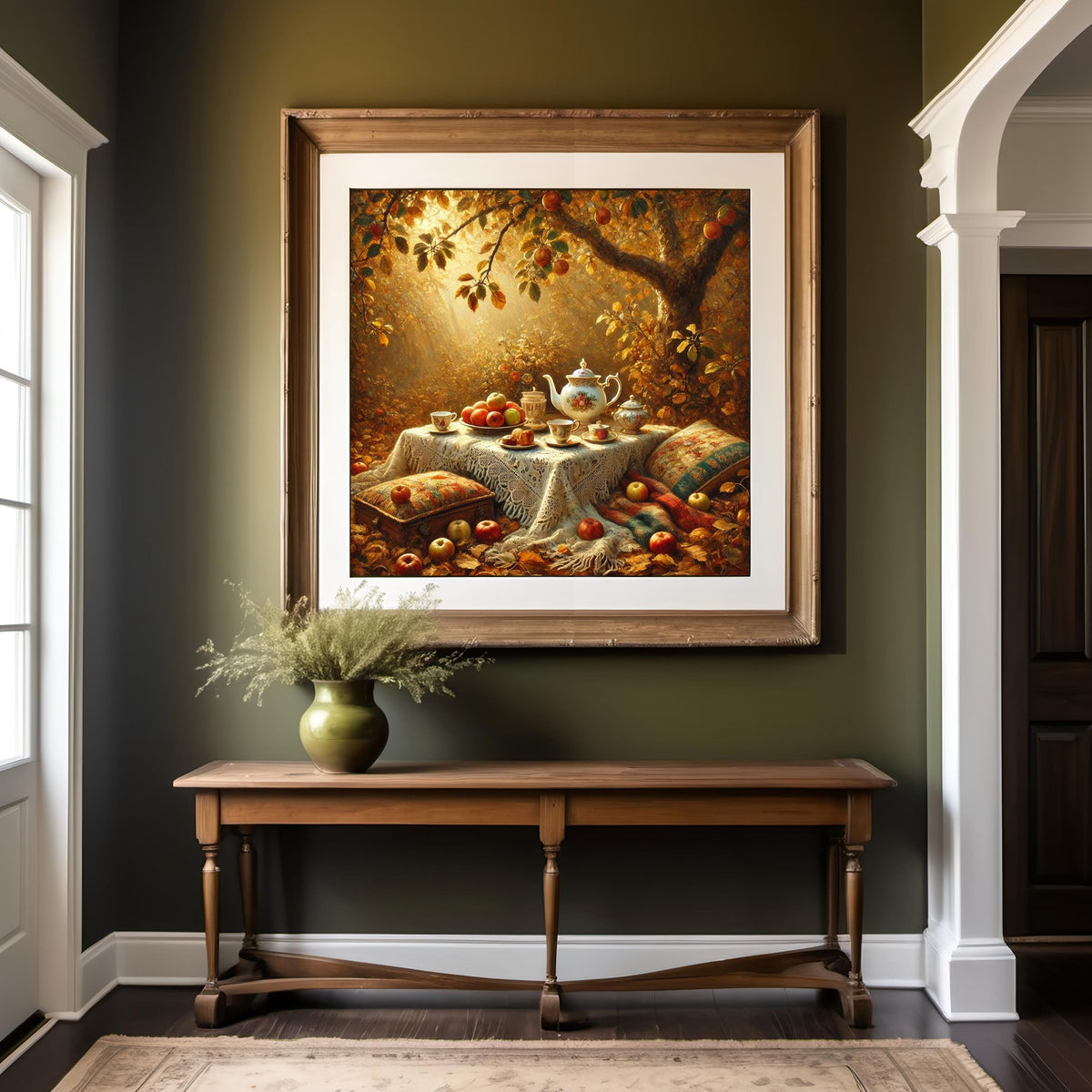Autumn Tea Party Oil Painting: Vintage Still Life, Cottagecore Wall Decor (Digital Download)
