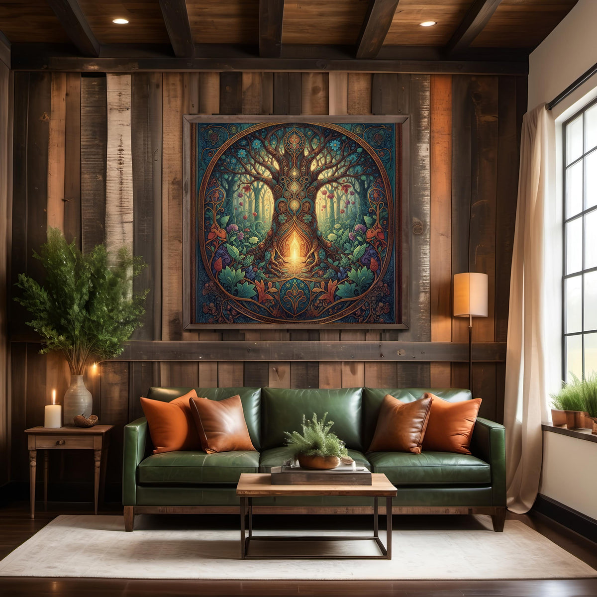 Sacred Tree Portal Art Print: Enchanted Forest Oil Painting Style (Digital Download)