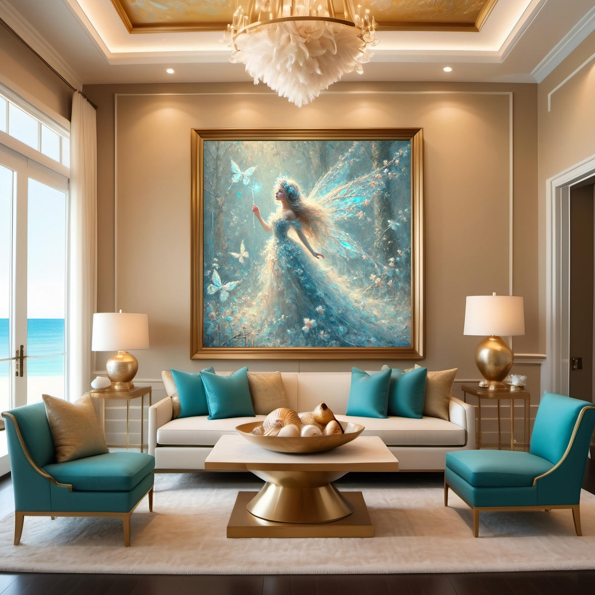 Powder Blue Butterfly Fairy Art Print: Enchanted Frost Fantasy Wall Decor (Digital Download)