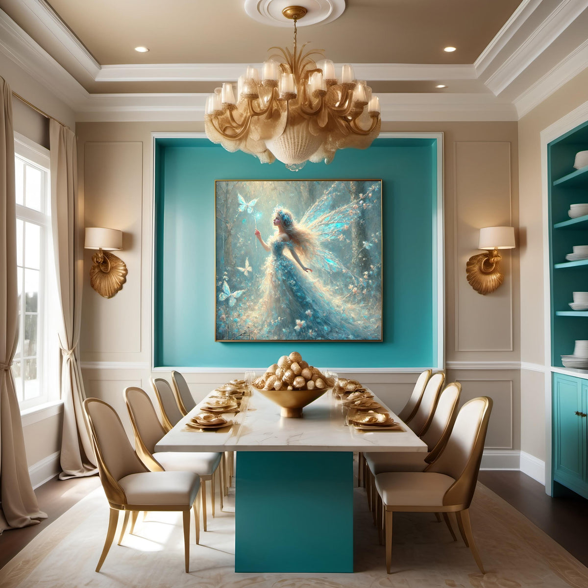 Powder Blue Butterfly Fairy Art Print: Enchanted Frost Fantasy Wall Decor (Digital Download)